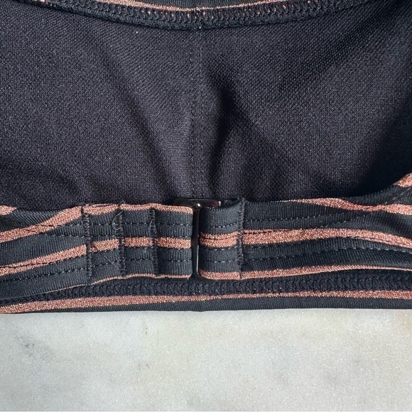 Xhilaration Orange and Black Metallic Striped Bikini Cut Out Top Size Small - Picture 5 of 8